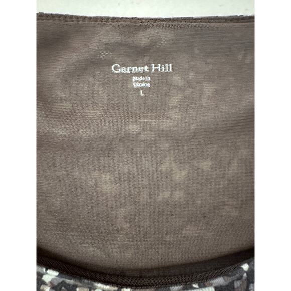 Garnet Hill Pocket Detail Trapeze Dress Long Sleeve Brown Abstract Print Size L - Picture 9 of 13